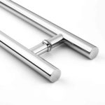 Barral Manijon 60 Cm Acero Inoxidable Pulido Puerta Vidrio Color Espejo