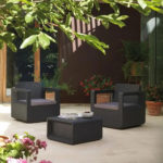 Juego De Muebles Para Jardin 2 Sillas Mesa Simil Ratan Shaf Estructura Grafito - Imagen 2