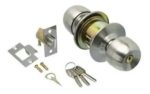 Cerradura Pomo Tulip Acero Inoxidable Llave Doble Balancín Satinado