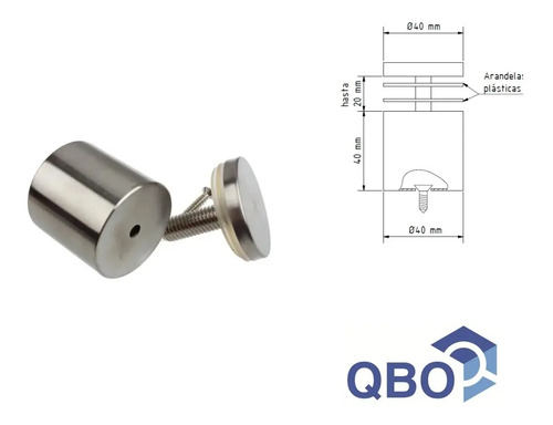 Separador / Fijación De Acero Inoxidable Para Vidrio Pared